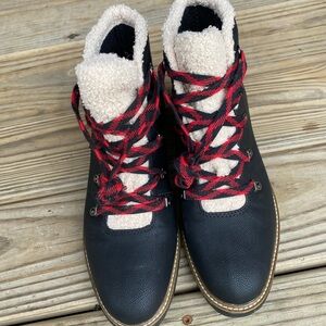 Dr. Scholl's Black and Red Moto Boots